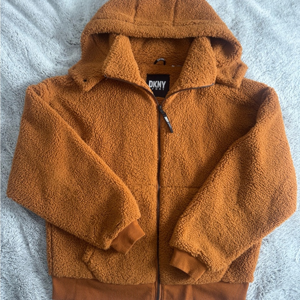 DKNY Tan Sherpa Puffer Jacket